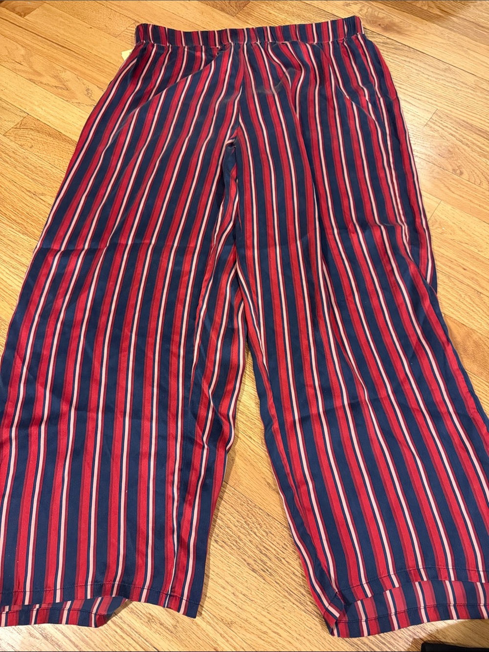 Marine Layer - 100% silk - Navy and Red Striped Wide-Leg Pants